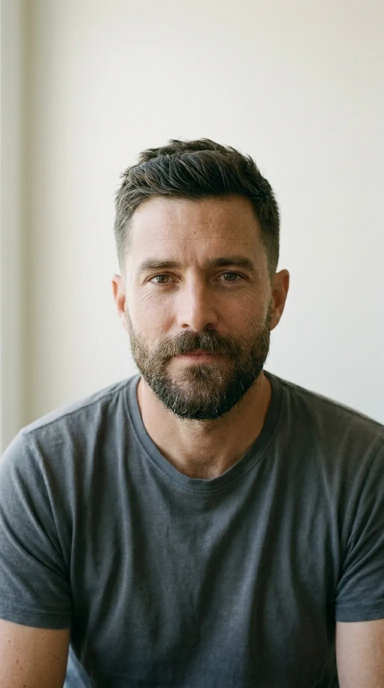 The same man in the same light after a cut and a beard trim